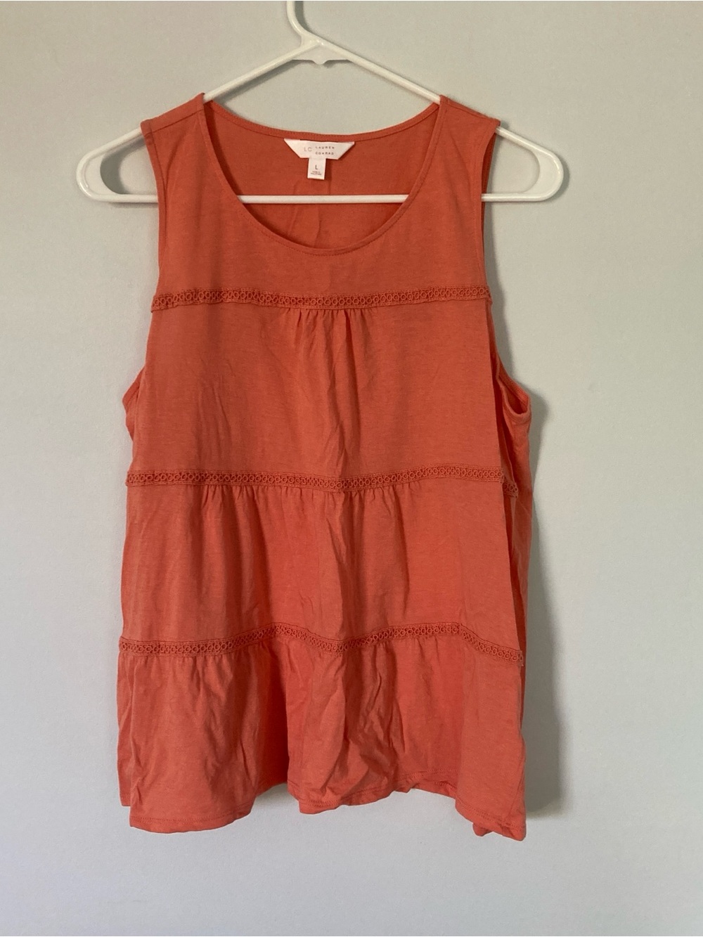 Orange Tank w/ Eyelet Detail | Large | Lauren Conrad